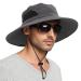 EINSKEY Sun Hat for Men/Women, Waterproof Wide Brim Bucket Hat Foldable Boonie Hat for Fishing Hiking Garden Safari Beach 01 Dark Grey One Size