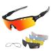 Polarized Sports Sunglasses Cycling Sun Glasses for Men Women with 5 Interchangeable Lenes for Running Baseball Golf Driving Black Gray