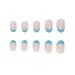 MISUD Short Oval Press on Nails - Glossy Blue French Tip Acrylic Nails - 24 pcs Round Artificial Summer False Nails - Buy Online on GoSupps.com