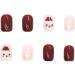 Carufin 24Pcs Christmas Tree Love Short Fake Nails Pearl Flowers Dog Rabbit Acrylic False Nails Press on Nails for Women Girls (A) - Buy Online on GoSupps.com