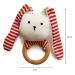 Shumee Striped Organic Bunny Teether - Non-Toxic Beachwood Rattle Ring | Natural Wooden Teething Ring for Babies 6 Months+ | Bunny Rattle for Newborn Photography - Buy Online on GoSupps.com