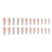 Bufenia Long Ballerina Artificial Fingernails - French Color Gradient Marble Design Shiny Orange Coffin Press-On Nails for Women & Girls 24 Pieces - Buy Online on GoSupps.com