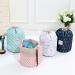 Xiangate Barrel Shaped Cosmetic Bag for Travel | Stylish White Flamingo Make-up & Brush Storage | Hangable Cultural Bags with Cord - Buy Online on GoSupps.com