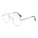 ALWAYSUV Metal Frame Retro Glass Frame Flat Mirror Decorative Glasses Classic Round Frame Glasses Clear Lens Glasses Gold