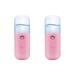 WOONEKY 2pcs USB Charging Steamer Mini Face Steamer Humidifier Face Sprayer Cool Facial Mister Pink