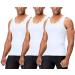 DEVOPS 3 Pack Men's Muscle Dri Fit Compression Tank Top Large #2 3 Pack White / White / White(gray-stitch)