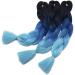 24 Hair Extension Crochet Braids - Synthetic Braiding Hair (3 Pcs/300g) Black to Dark Blue to Light Blue - Buy Online on GoSupps.com