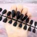 Umillars 24pcs Matte Black Coffin False Gel Nails Set - Full Cover Medium Tips for Ballerina Cosplay and Office Lady - MFN-Black - Buy Online on GoSupps.com