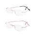 Rimless reading glasses super light titanium reading aid for women and men silver pink +1.50
