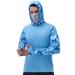 FISHEAL Men's Performance Fishing Hoodie Shirt - UPF 50+ Camo Long Sleeve Thumbholes Shirts with Mesh Face Mask Sparkling Blue Camo Large