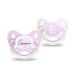 DentiStar Silikon Schnuller 2 Set-Size 1 Schnuller 0-6 months-tooth and jaw-friendly tinge for newborns with dental level-pacifier with name & initial |Emma Emma Rosa