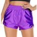 PESION Women's Metallic Shiny Shorts Sparkly Rave Hot Short Pants Small Metallic Purple