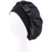 Luxury Black Silk Satin Hair Bonnet - Wide Edge Cap for Ultimate Style and Protection - Buy Online on GoSupps.com