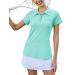 Loovoo Women's Golf Polo T-Shirts Moisture Wicking Short Sleeve Shirt Quick Dry Summer Workout Tops 2-Button Green Medium