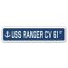 Uss Ranger Cv 61 Street Sign Us Navy Ship Veteran Sailor Gift 4" X 18" Plastic Sign