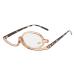 Bavooty makeup reading glasses rotatable make-up glasses make-up glasses for presbyopia and hyperopia make-up glasses with single lenses rotating flip down lens reader-flop glasses for women brown 2.00