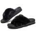 Womens Plantar Fasciitis Slippers with Cross Open Toe Fuzzy Fluffy-Best Orthopedic House Slippers Sandals for Arch Support Foot Pain Heel Pain Indoor/Outdoor 8 Black