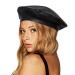 Wheebo PU Leather Berets for Women French Beret Hats Artist Painter Hat Classic Solid Style Black