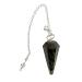 Labradorite Crystal Dowsing Pendulum - Expertly Crafted 1.7-inch Cone with 7-inch Silver Chain - Energy Balancing Healing Divination Tool - Comes with Elegant Velvet Pouch