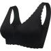 Luxrub mastectomy Special BH for women wireless front zipper ice skating bralette after operations complete cover pocket-braser m black