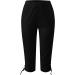 Women's Beach Capri - Casual Summer Elastic Waistband Leggings, Black, XX-Large - Buy Online on GoSupps.com