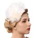 GENBREE 1920s Flapper Headband White Gatsby Feather Headpiece Rhinestone Prom Party Hair Accessories for Women and Girls