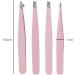 BRIODY 4-Piece Eyebrow Tweezers-Various Pointed and Angled Tweezers-with Leather Effect Protective Sleeve Pink - Buy Online on GoSupps.com