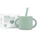 6oz Silicone Baby Cup with Straw and Lid - Green | BPA-free Sippy Cup for Toddlers - Buy Online on GoSupps.com