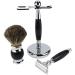 NSNT Exquisit Men's 3-in-1 Shaving Brush Set | Chrome-Plated Manual Rasier Brush & Holder - 15.6cm Black - Buy Online on GoSupps.com