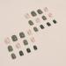 Shop Short Square Press On Nails - Green Glitter & Leopard Designs | Full Cover Acrylic False Nails for Women - Glossy Glue-On Style 10 - Buy Online on GoSupps.com