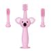 Baby toothbrush toddler toothbrush baby toothbrush with 2 PCs replacement heads silicone children's toothbrush for children from 0 to 3 years of age children's toothbrush for cleaning baby teeth and toothache pink