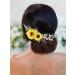 Aukmla Bride Wedding Hair Vine Sunflower Hair Accessories Crystal Hair Piece Decorative for Women and Girls (Gold)