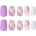 24pcs Square False Nails Blue Purple Daisy Flower Glitter Gold Press on Nails - Women Girls Nail Art Accessory - Buy Online on GoSupps.com