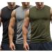 COOFANDY Men's 3 Pack Workout Tank Tops Gym Muscle Tee Bodybuilding Fitness Sleeveless T Shirts 01-black/Medium Grey/Army Green Medium