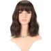 FAELBATY Short Bob Brown Wig with Air Bangs for Women - Curly Wavy Synthetic Cosplay Costume Wig in Natural Black/Dark Brown - 12 Inch - Buy Online on GoSupps.com