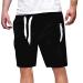 Alalaso Male Summer Straight Solid Cargo Pant Drawstring Pocket Shorts for Camping Travel Fishing Shorts Men Sport Black Medium