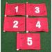 ShopTJB Set of White Numbered #1, 2, 3, 4, and #5 Each Printed on a Solid Red Jr. (8" L x 6" H) 400 Denier Pin Marker Flag for Golf & Putting Green Applications