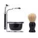 NSNT Exquisit men's rasier brushes fashionable 4-in-1-profi-beard-rasier brush bowl holder razor brush set made of stainless steel for men simply 10x14.5cm black