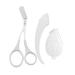 3-part set of eyebrow trimmers eyebrow facial razors Suitable for female eyebrow-eyes brow comb trimmer-scrub with scissors white