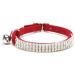 CHUKCHI Hukchi Soft Adjustable Velvet Collar with Rhinestones and Bells 11" for Small Dogs and Cats... Red