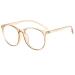Fuqinqingoz Large reading glasses anti UV robust computer reader round flat light mirror blue light blocking presbyopic groove (color: tea size: +350) +350 tea