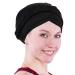 Chemo Cancer Head Hat Cap Ethnic Bohemia Pre-Tied Twisted Braid Hair Cover Wrap Turban Headwear A Black