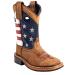 Cody James Boys' USA Flag Cowboy Boot Broad Square Toe - 43880 13 Little Kid Brown