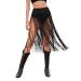 Verdusa Women's High Waisted Fringe Shorts Booty Rave Dance Bottom Small Black