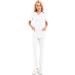 Women's Scrubs Set - White XL Jogger Pants & V-Neck Top, Stretchy Nurse Uniform with Pockets - Buy Online on GoSupps.com