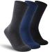 Facool Diabetic Socks for Men Women, Merino Wool Non-Binding Top Crew Socks with Cushion Sole, Seamless Toe 3 Pairs Multicolor (1 X Black, 1 X Dark Grey, 1 X Navy Blue) Medium