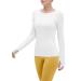 GRAJTCIN Long Sleeve Gym Yoga Tops Athletic Sports Running Shirt Breathable Seamless Workout Shirts for Women Slim Fit Medium White