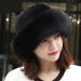 Womens Winter Fur Hat - Adjustable Elastic Soft Fluffy Trimmed Warm Knitted Beanie in Black - Buy Online on GoSupps.com