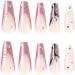 24pcs Long Coffin Shaped Ballet Fake Nails with Rhinestone Butterfly Pattern Design French Fake Nails for Women and Girls Nail Tips 19 - Buy Online on GoSupps.com