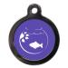 PS Pet Tags - Cute Cat ID Tags - Purple Fishbowl Design - Zinc Alloy Metal - Small (24mm) Personalised On Reverse - Cat Name Address Identity Tag - Made in UK